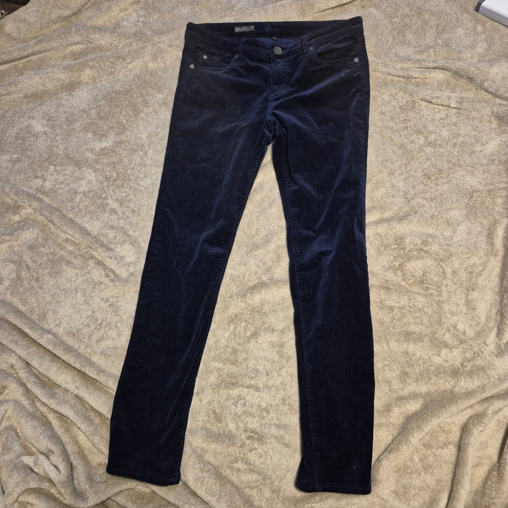 KUT from the Kloth Diana Skinny Corduroy Pants Navy Blue Size 12 Womens